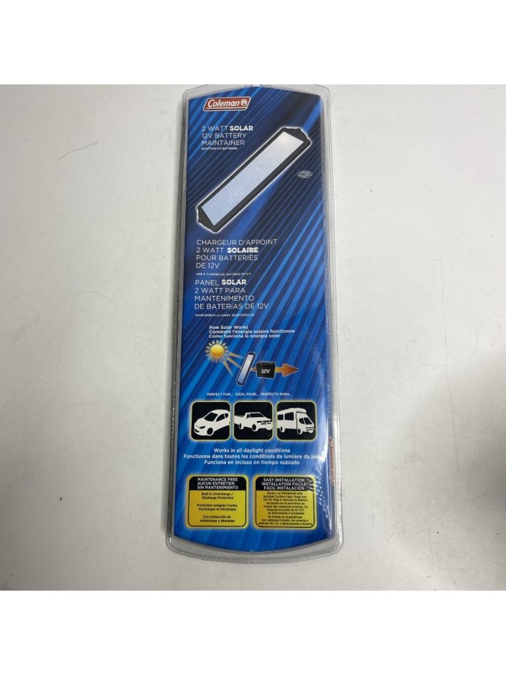 Coleman 2 Watt Solar 12V Battery Maintainer Car Truck Tractor New Unopened 58012